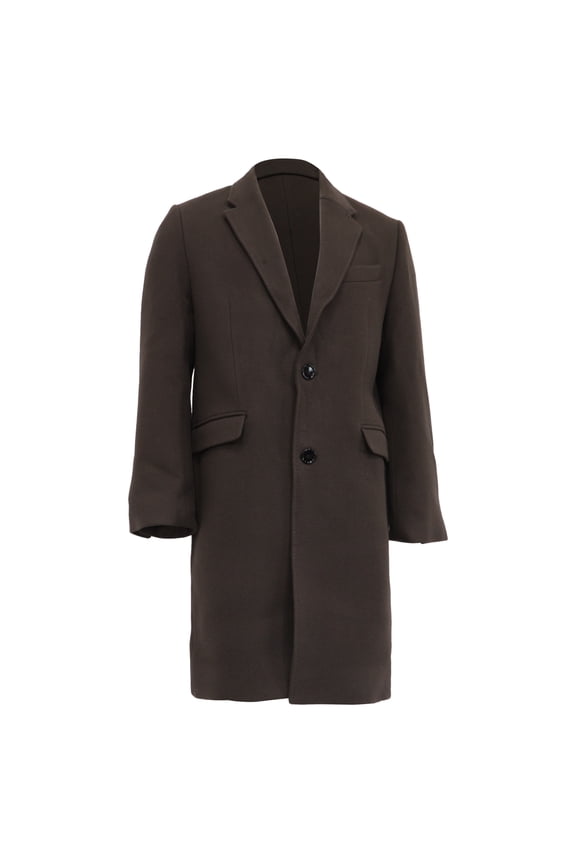 Pre-Owned AMI Paris Single-Breasted Coat in Brown Virgin Wool