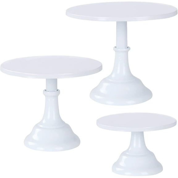 AMIENIV 8 x 10 x 12 Iron Metal Dessert 3-Tier Wedding Cake Stand, White (3 Count)