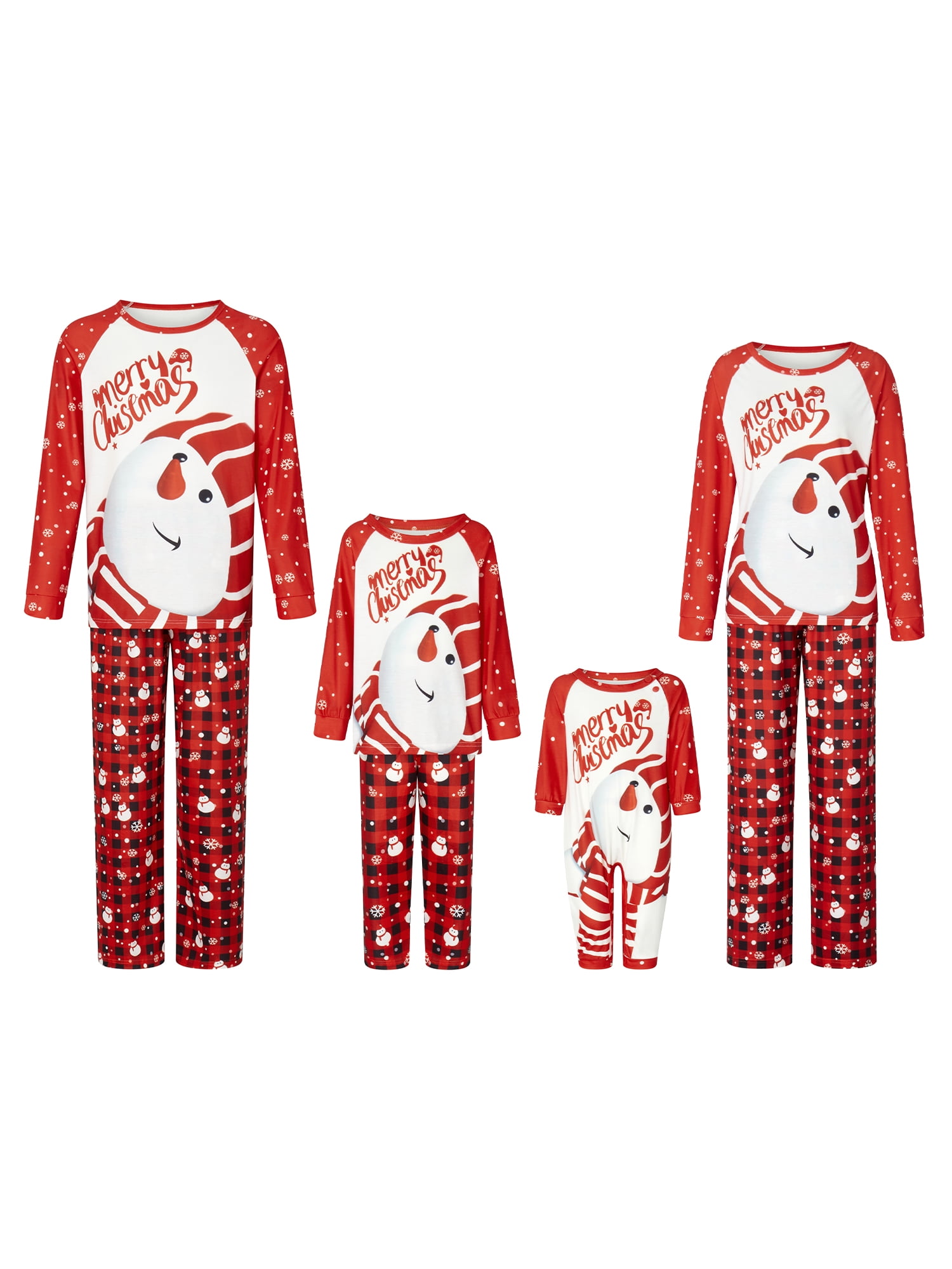 AMILIEe Christmas Family Pajamas Matching Set Snowman Print Shirt Tops ...