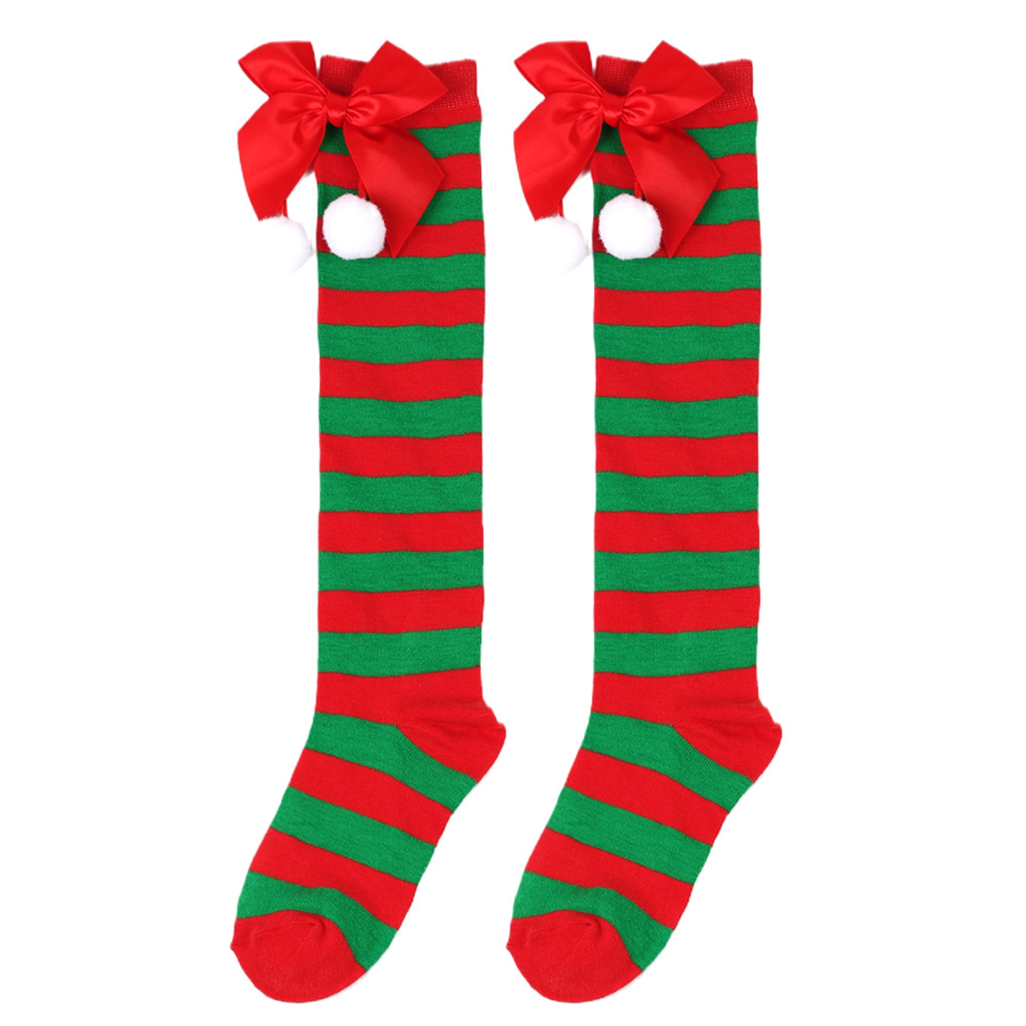 AMILIEe Kids Girl Christmas Thigh High Stockings Striped Print Teen ...