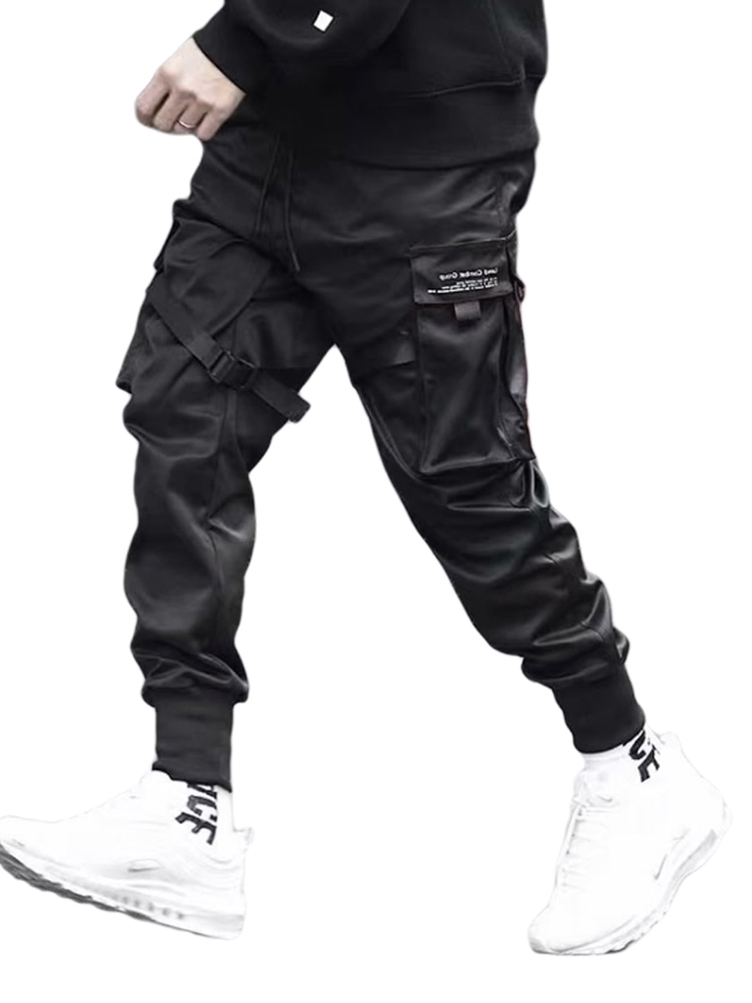 Men's Cargo Pants Cargo Trousers Trousers Elastic Waist Multi Pocket  Reflective Strip Letter Reflective Breathable Full Length Daily Streetwear  Casual Hip Hop Black Red Micro-elastic 2024 - $29.99