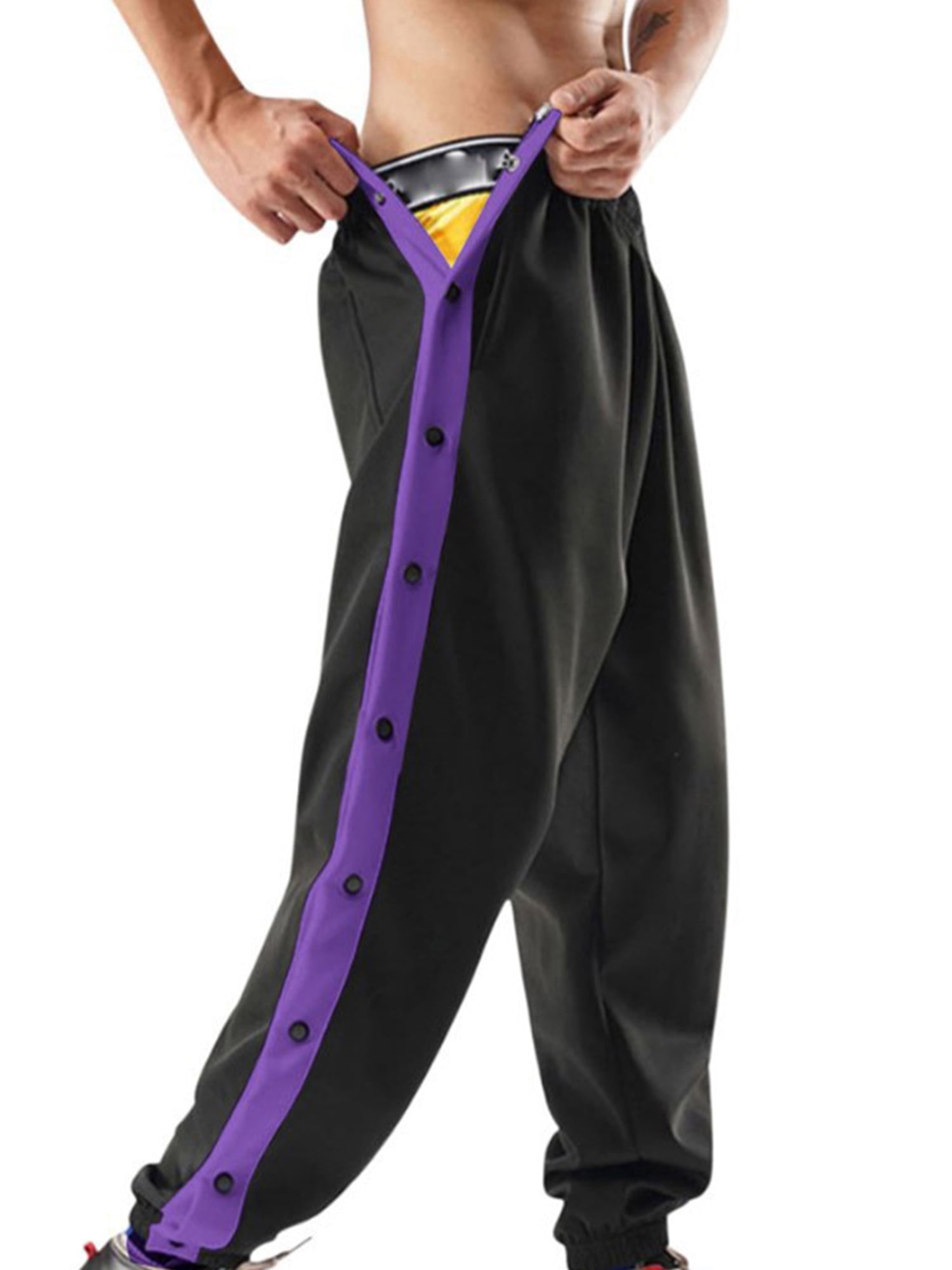 AMILIEe Men Tear Away Joggers Pants Basketball Pant Split Snap Button