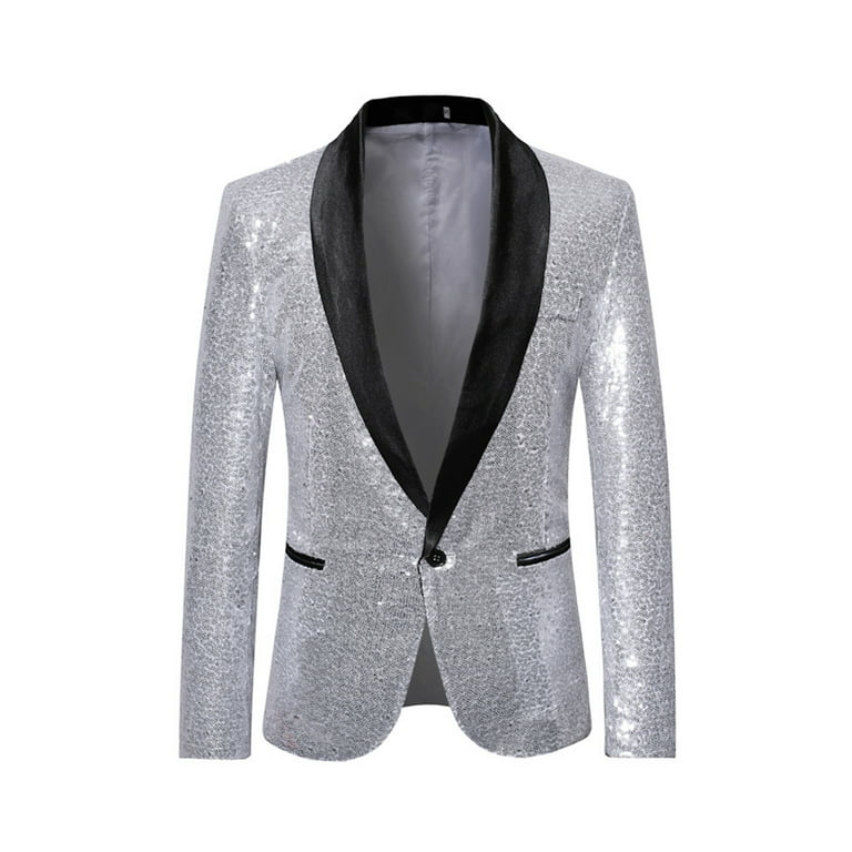 Sequin Tuxedo Jacket in Silver Sequin Tuxedo Jacket in Silver