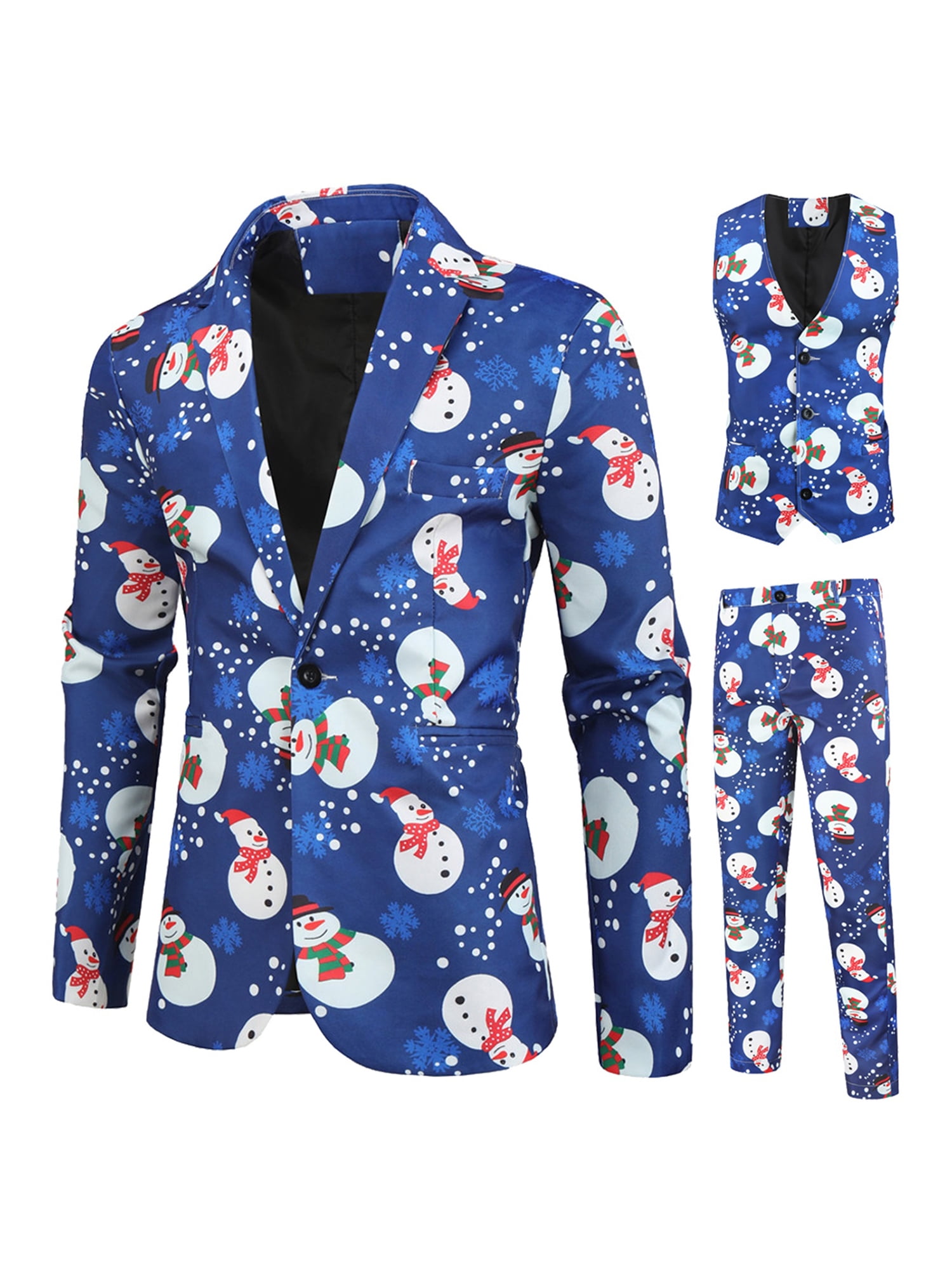 AMILIEe Single Breasted Jacket Blazer with Vest Pants for Men's Funny