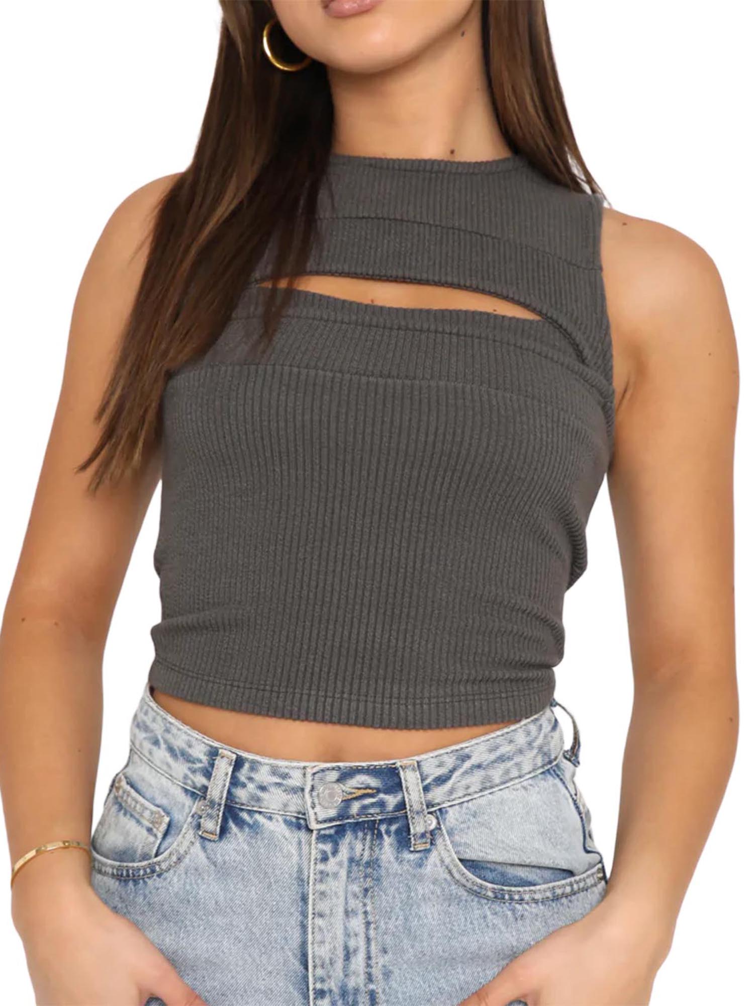 BALEAF Women's Ribbed Cropped Tank Tops Sleeveless Cropped Tops