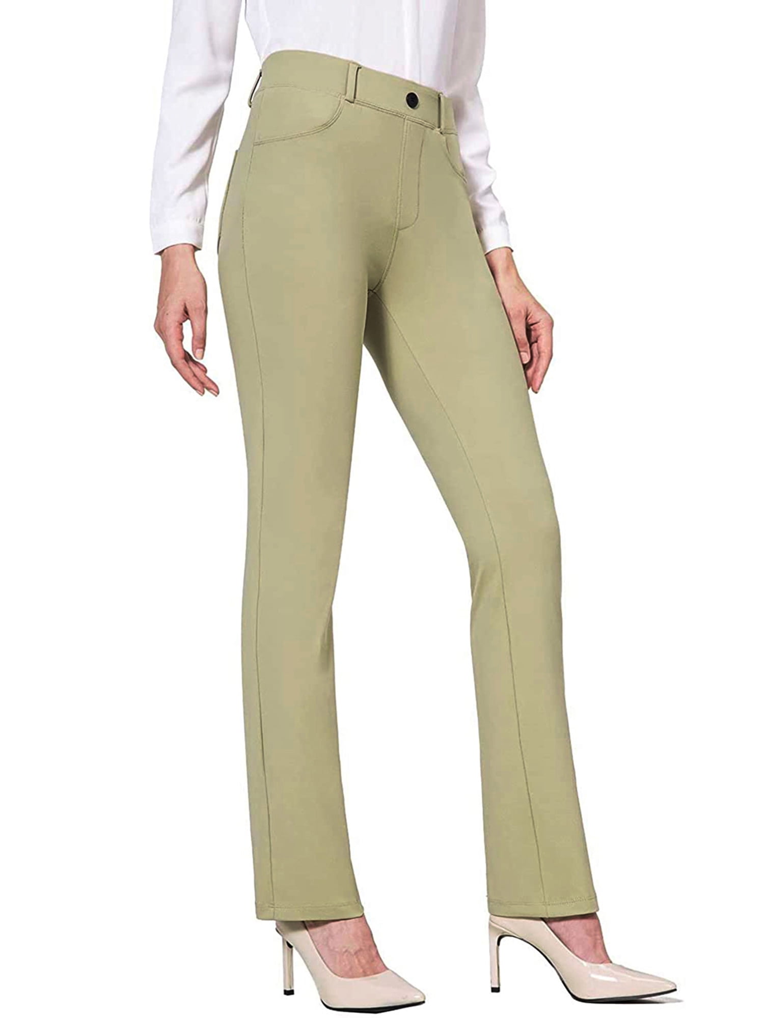 AMILIEe Women Yoga Pant Stretchy Work Slacks Pants Casual Straight Leg