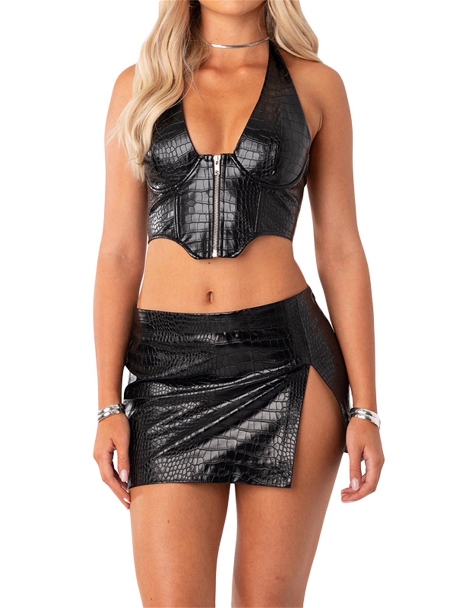 Womens leather skirt clearance vest