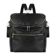 AMILLIARDI Diaper Bag Backpack - Vegan Leather Black (Large)