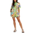 thumbnail image 1 of AMINA GLAM womens  2pc Linen-Blend Shirt & Short, 6, 1 of 3