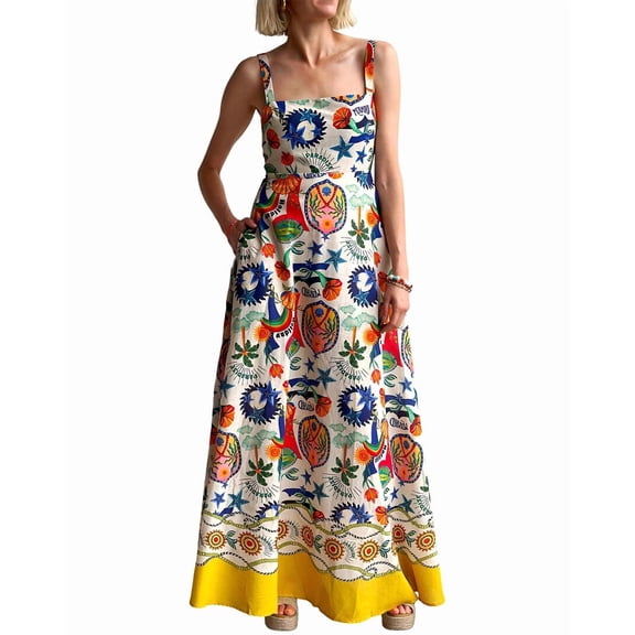 ESEA womens AMINA GLAM Linen-Blend Maxi Dress, 2