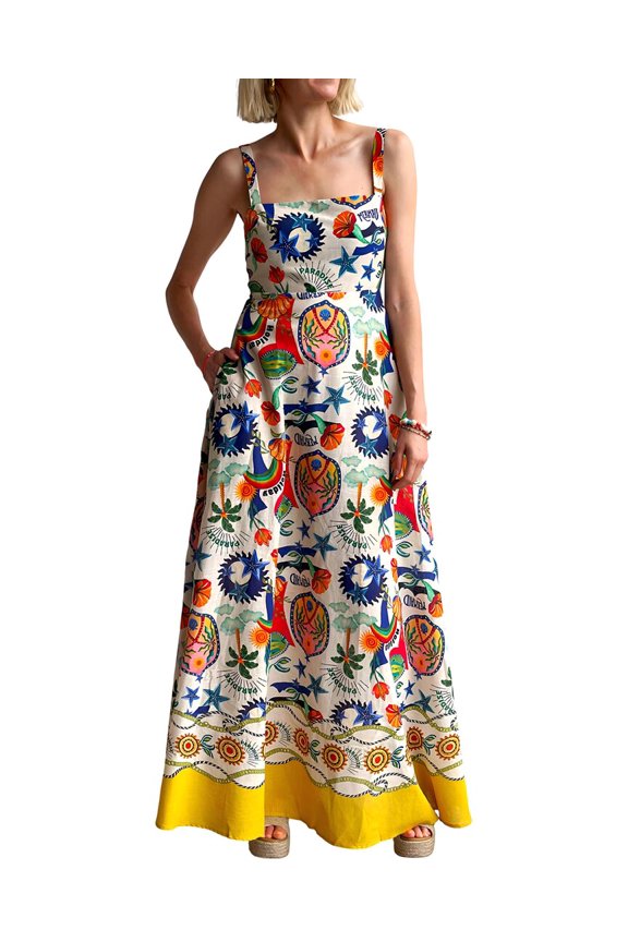 womens AMINA GLAM Linen-Blend Dress, 8