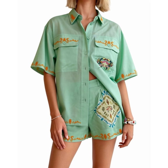 ESEA womens Amina Glam Shirt & Short Set, 2