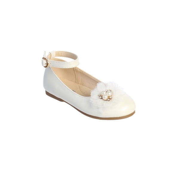 AMINA – Girls Flats with 3D Flower & Ankle Strap