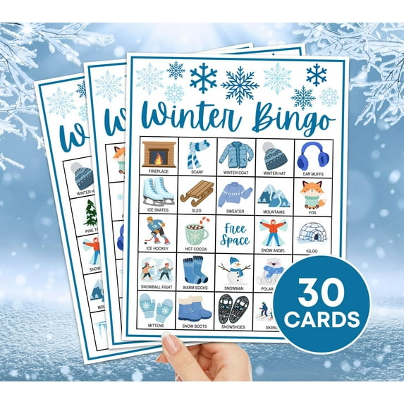 AMINO Tee 30 Winter Bingo Cards Printable Game,Winter Bingo Board ...