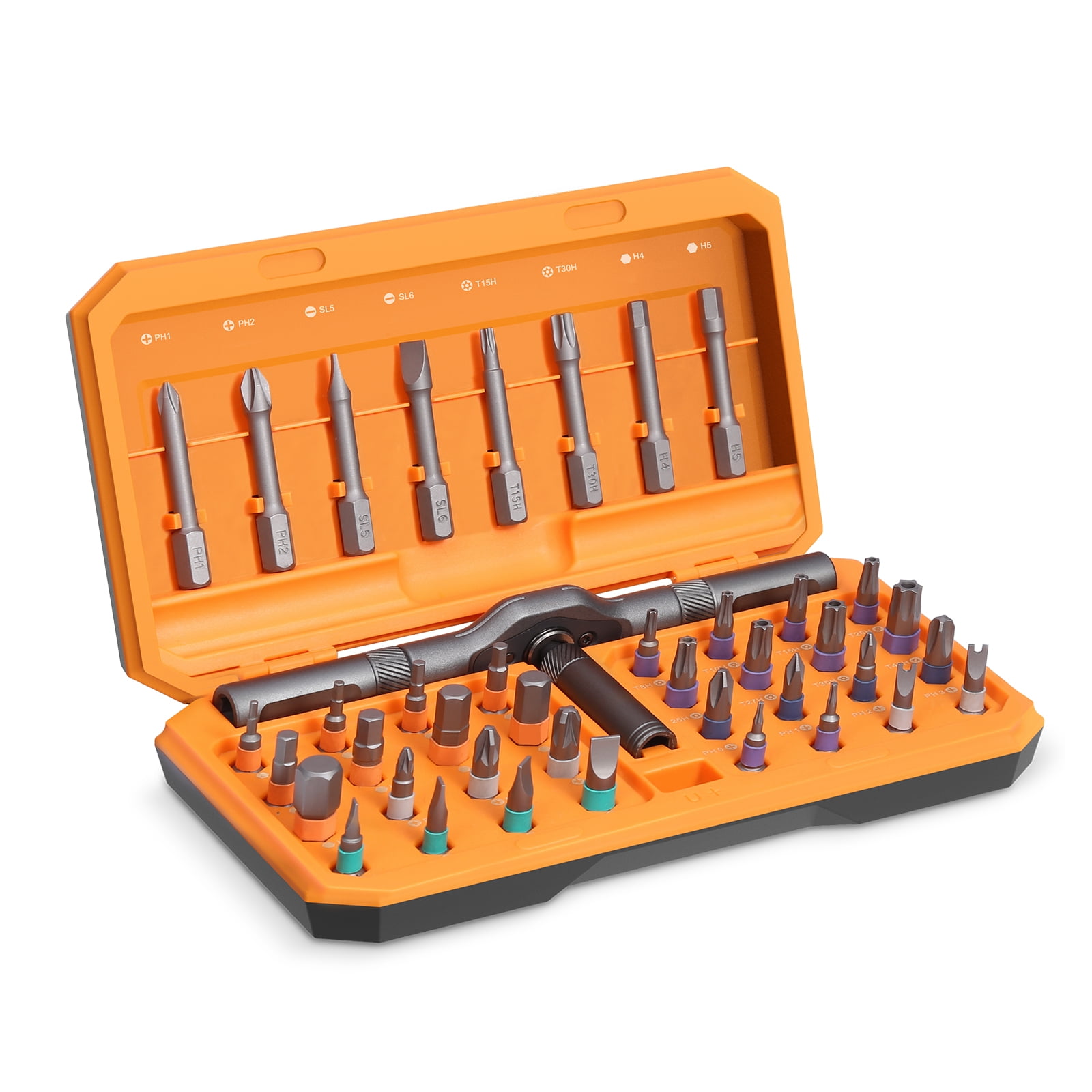 AMIR 42 in 1 Screwdriver Set Magnetic Ratchet Screwdriver Set with T Handle Multi Bits Screwdriver for Electronics Maintenance Bike Furniture Home Repair