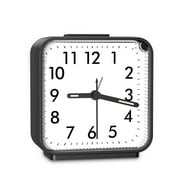 AMIR Alarm Clock, Silent Non Ticking Clock Travel Alarm Clock with Snooze & Light Alarm Clock for Bedroom Bedside Kids Elderly Black