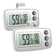 AMIR Fridge Thermometer, Digital Thermometer for Refrigerator Freezer Thermometer LCD Display Max/Min Function Refrigerator Thermometer for Home Restaurants Cafes Bars (Silver 2 Pack)