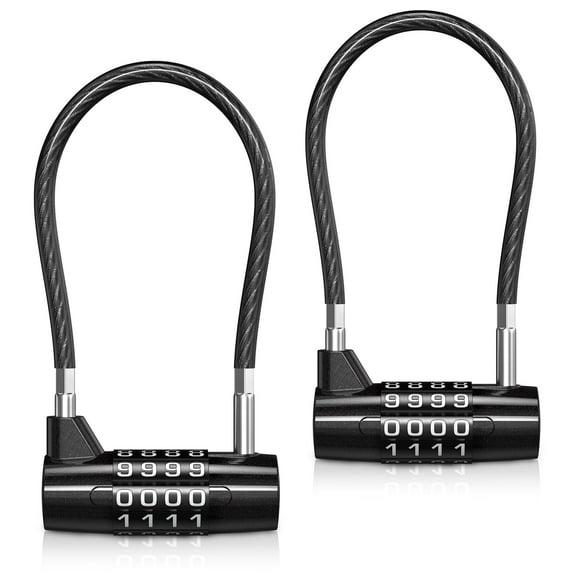 AMIR Padlocks Long Shackle 4 Digit Code Resettable Combination Padlock for Lockers Door Luggage Bike Fence School 2PCS