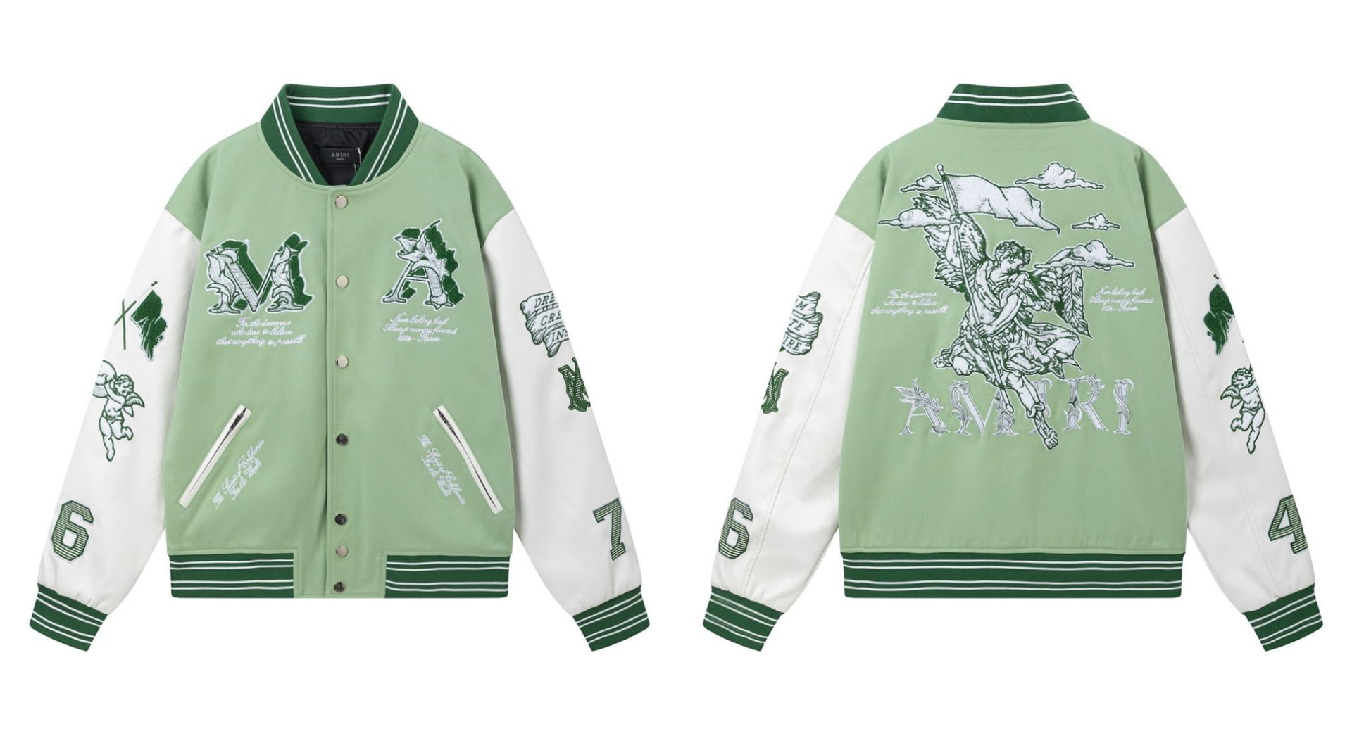 AMIRI Men s Varsity Jacket Vintage Letter Racer Jacket Oversized Baseball Bomber Jackets Unisex Streetwear Coats Walmart