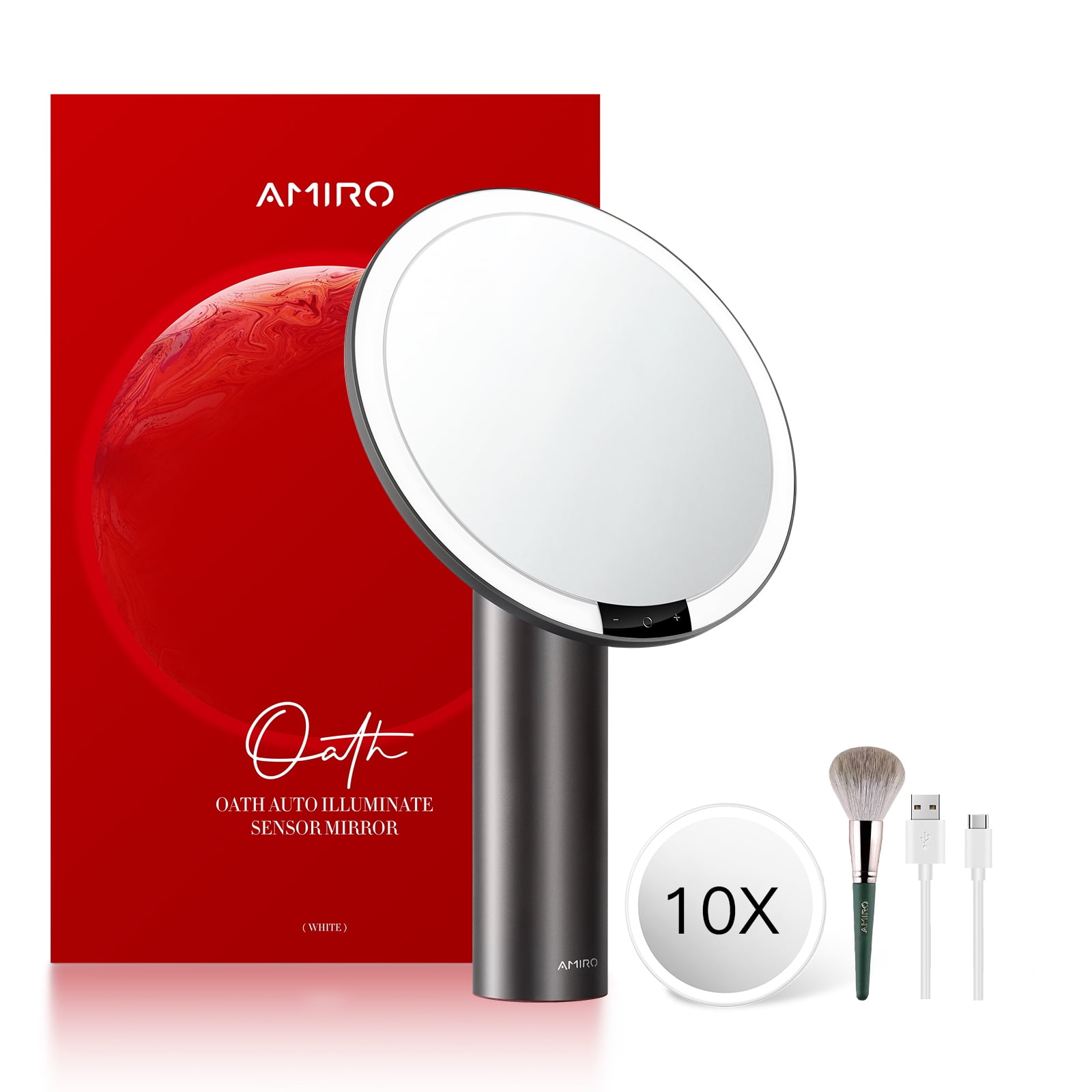 AMIRO 9" Lighted Makeup Mirror with Smart Sensor & TouchControl, 3