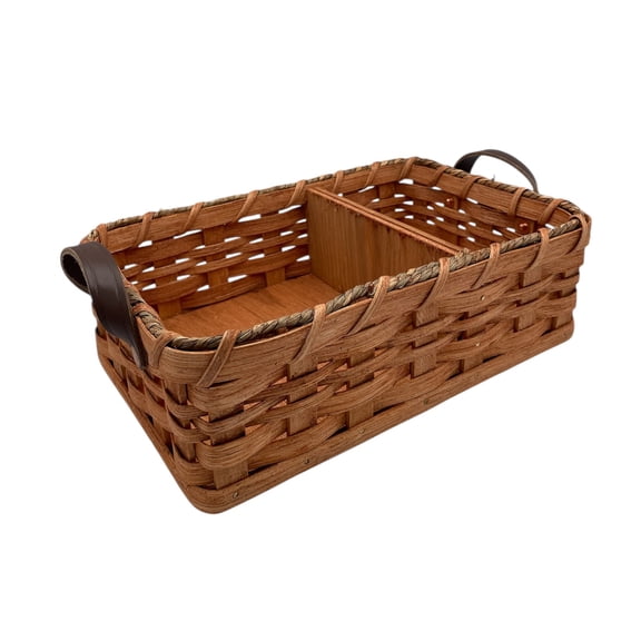 AMISH BASKETS AND BEYOND Amish Napkin Salt Pepper Solid Oak Handmade Wicker Basket (Natural)