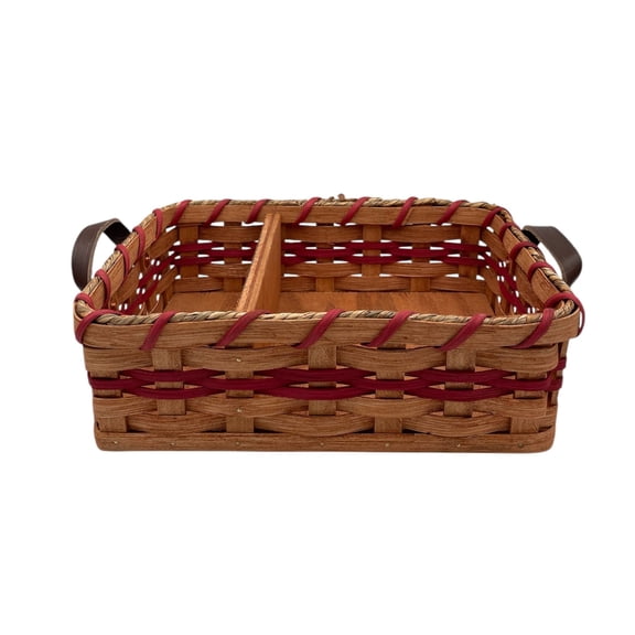 AMISH BASKETS AND BEYOND Amish Napkin Salt Pepper Solid Oak Handmade Wicker Basket (Red)
