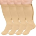 thumbnail image 1 of AMITOFO 2 Pairs Plus Size Compression Socks with Zipper for Men & Women Wide Calf- 20-30 MmHg Comfortable and Easy to Wear, 1 of 8