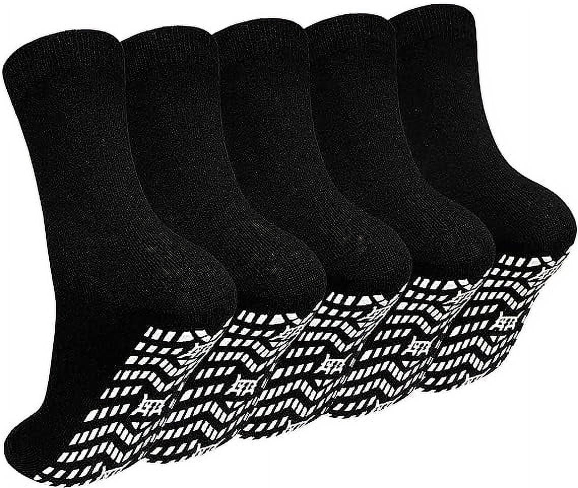 AMITOFO 4 Pairs Non Slip Grip Socks - Ideal for Yoga, Pilates, Hospital Use  - Men & Women's Crew Sticky Gripper Socks (Size 7-10) 
