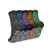 5 Pairs Non Slip Grip Socks - Ideal for Yoga, Pilates, Hospital Use - Men & Women's Crew Sticky Gripper Socks (Size 11-13)