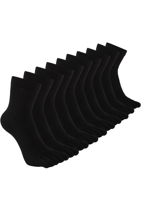 5 Pairs Toe Socks Mens Crew Socks Cotton Running Casual Five Finger Ankle Socks For Men Size 11-13