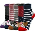 thumbnail image 1 of AMITOFO 5 Pairs Women Fuzzy Socks Cute Cat Pattern Cozy Plush Sleeping Slipper Socks Winter Warm Soft Fluffy Crew Socks, 1 of 7