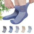 thumbnail image 1 of AMITOFO Bamboo Viscose Diabetic Socks for Men—Striped Non Binding Moisture Wicking Ankle Socks, Wide Open Top& Seamless, 5 Pairs, 1 of 6