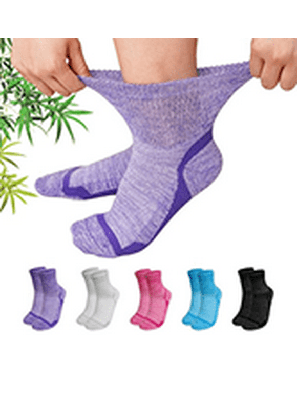 Bamboo Viscose Diabetic Socks for Women & Men, Wide Calf Socks with Non-Binding Loose Top,5 Pairs Diabetics Neuropathy Socks , Sizes 11-13