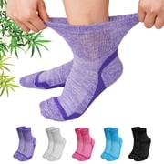 AMITOFO Bamboo Viscose Diabetic Socks for Women & Men, Wide Calf Socks with Non-Binding Loose Top,5 Pairs Diabetics Neuropathy Socks , Sizes 11-13
