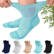 AMITOFO Socks for Diabetic-Friendly Comfort, 5 Pairs Non-Binding Bamboo Viscose Socks with Smooth Seamless Design, Moisture-Wicking Soft Breathable Socks for Sensitive Feet, Multicolor, Size 11-13