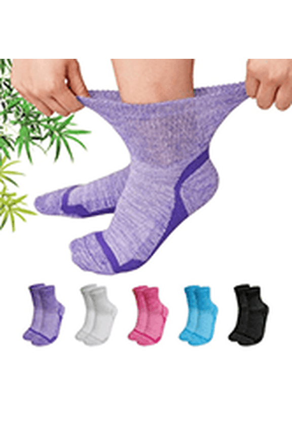 Bamboo Viscose Diabetic Socks for Women & Men, Wide Calf Socks with Non-Binding Loose Top,5 Pairs Diabetics Neuropathy Socks , Sizes 6-9