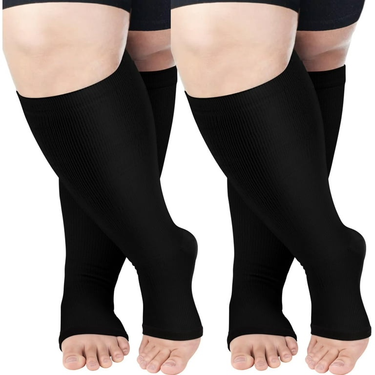 AMITOFO Women's 3XL Toeless Compression Socks, Wide Calf, Support