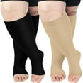 thumbnail image 1 of AMITOFO Compression Socks for Women Wide Calf 2 Pairs Plus Size Toeless Compression Socks 20-30mmHg Mens Knee High Support Stockings Open Toe | Circulation | Nurses | Running | Travel, 4XL, 1 of 6