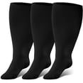 thumbnail image 1 of AMITOFO Compression Socks for Women Wide Calf 3 Pairs Men Circulation 20-30mmHg Plus Size Knee High Support Stockings for Medical | Circulation | Nurses | Running | Travel,Black 6XL, 1 of 8