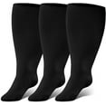 thumbnail image 1 of AMITOFO Compression Socks for Women Wide Calf 3 Pairs Men Circulation 20-30mmHg Plus Size Knee High Support Stockings for Medical | Circulation | Nurses | Running | Travel,Black 3XL, 1 of 8