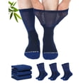 thumbnail image 1 of AMITOFO Diabetic Crew Socks for Men & Women —Bamboo Viscose Non-Binding Seamless Socks with Reinforced Heel & Toe , 3 Pairs,Size 9-11, Blue, 1 of 8