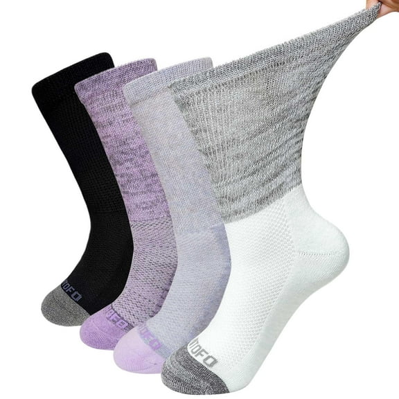 AMITOFO Diabetic Socks for Men Women, Extra Wide Diabetic Ankle Socks Cotton Non Binding Loose Top Neuropathy Socks, 4 Pairs