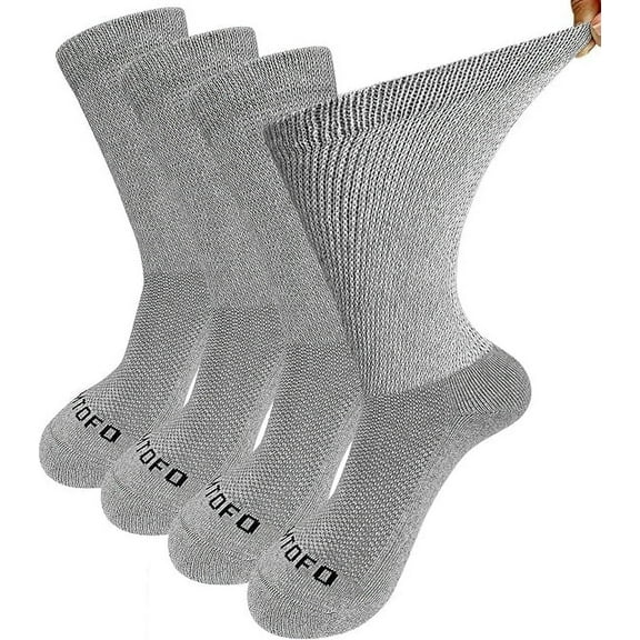 AMITOFO Diabetic Socks for Men Women, Extra Wide Diabetic Ankle Socks Cotton Non Binding Loose Top Neuropathy Socks, 4 Pairs