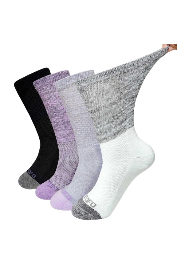 Diabetic Socks for Men Women, Extra Wide Diabetic Ankle Socks Cotton Non Binding Loose Top Neuropathy Socks, 4 Pairs