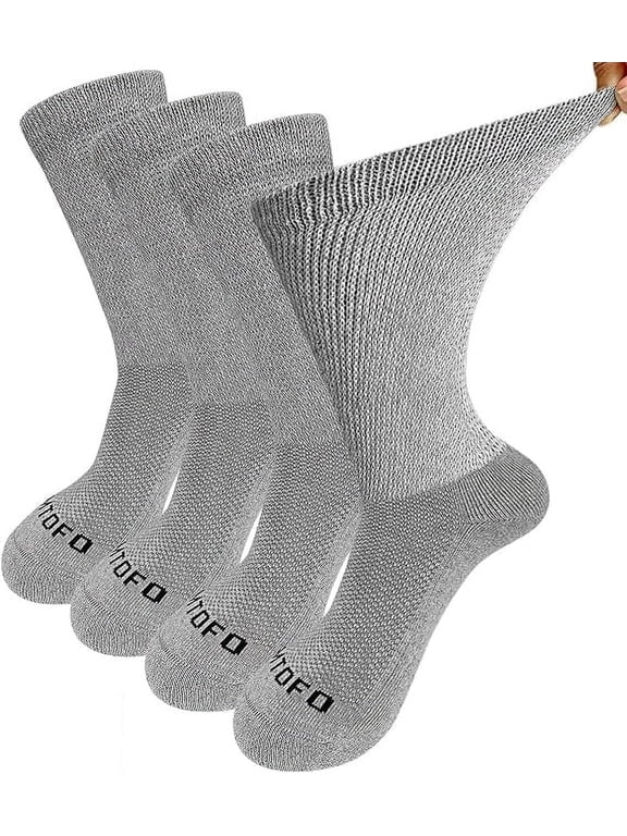 Diabetic Socks for Men Women, Extra Wide Diabetic Ankle Socks Cotton Non Binding Loose Top Neuropathy Socks, 4 Pairs