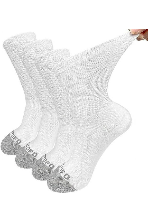 Diabetic Socks for Men Women, Extra Wide Diabetic Ankle Socks Cotton Non Binding Loose Top Neuropathy Socks, 4 Pairs