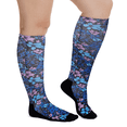 thumbnail image 1 of AMITOFO Diabetic Socks for Women, Non Binding Top, Seamless Toe, Loose Fit, Ultra Stretch Design for Swollen Legs, Edema, Elderly, Blue Flower, 11-13, 1 of 8