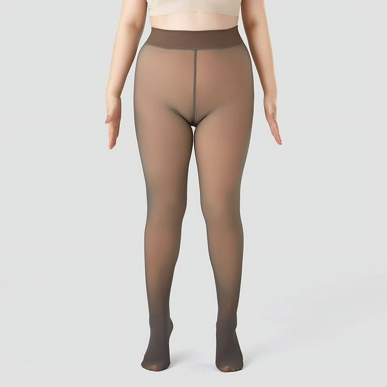 Plus Size Fleece Lined Tights for Women, Winter Fake Translucent Warm  Pantyhose