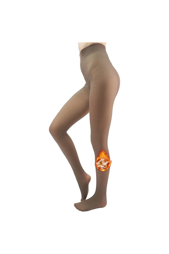 Fleece Lined Tights for Women Sheer Pantyhose Fake Translucent Thick Opaque Tights High Waisted Winter Warm Thermal Stocking，Brown