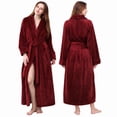thumbnail image 1 of AMITOFO Fleece Robe for Women Soft Warm Long Plush Bathrobe Slim Elastic Waist Sleepwear Housecoats, 1 of 8